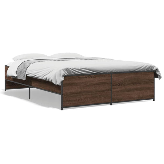 Bed Frame without Mattress Brown Oak 135x190 cm Double