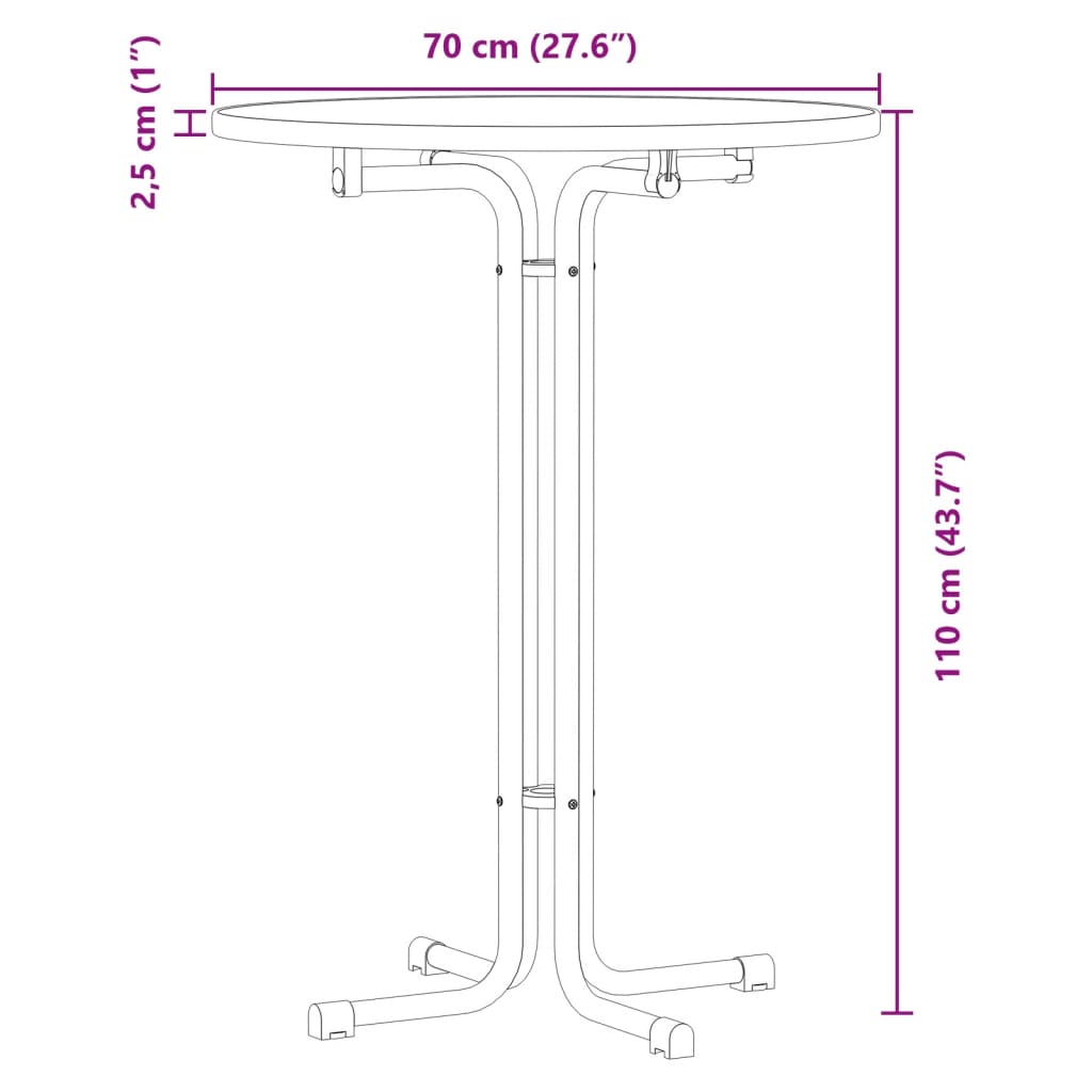Bar Table White Ø70x110 cm Engineered Wood and Steel