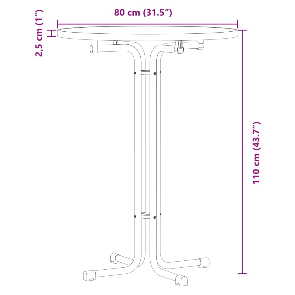 Bar Table White Ø80x110 cm Engineered Wood and Steel