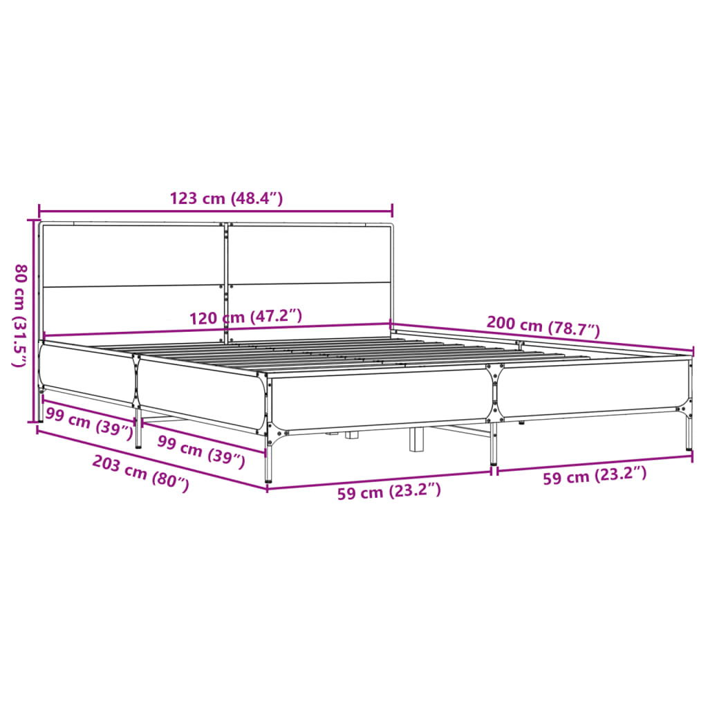 Bed Frame without Mattress Black 120x200 cm