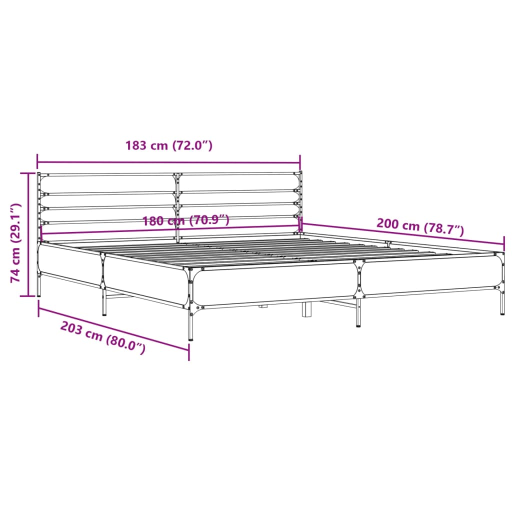 Bed Frame without Mattress Smoked Oak 180x200 cm Super King