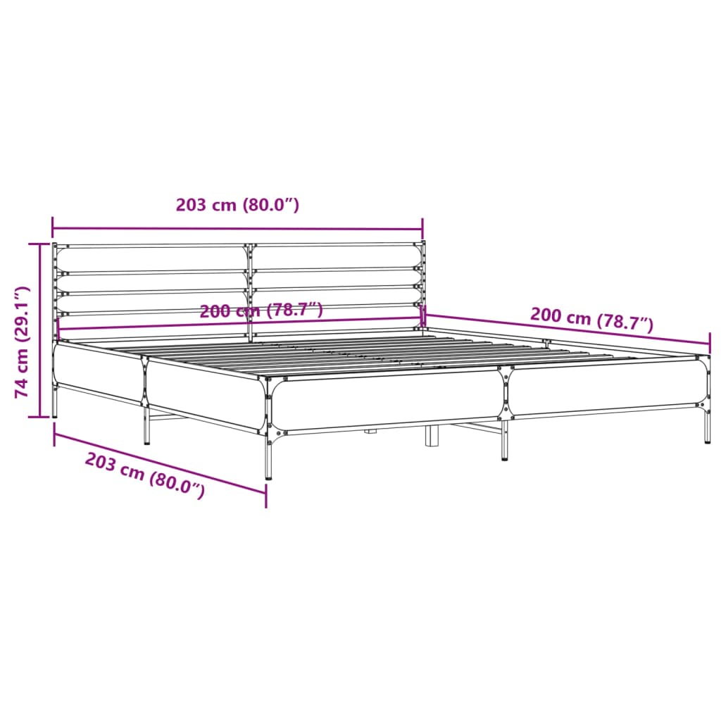 Bed Frame without Mattress Smoked Oak 200x200 cm