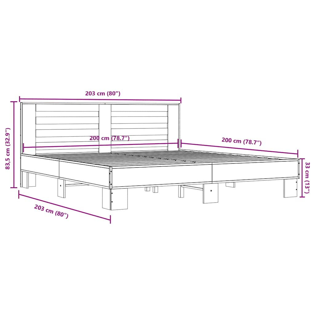 Bed Frame without Mattress Sonoma Oak 200x200 cm