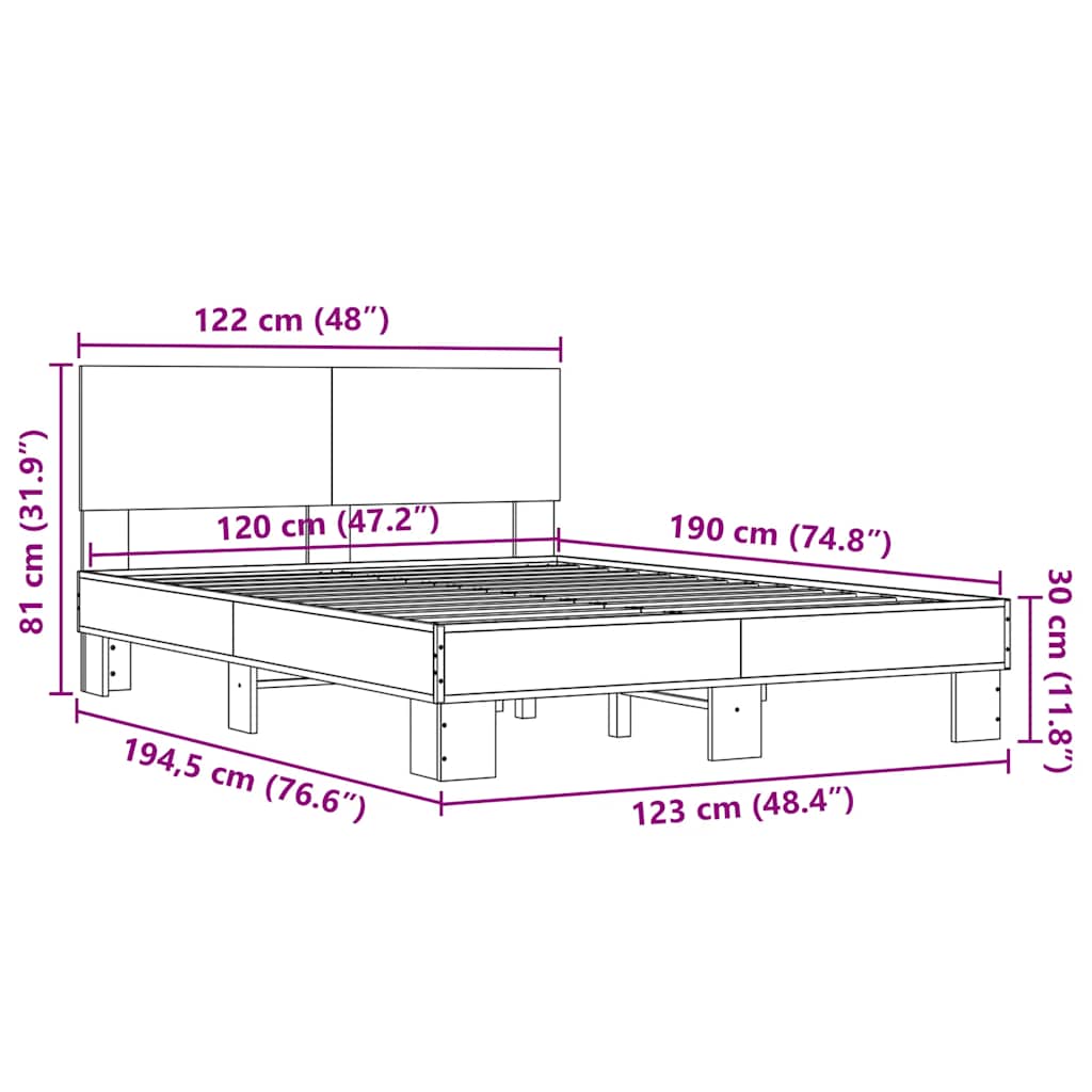 Bed Frame without Mattress Black 120x190 cm Small Double