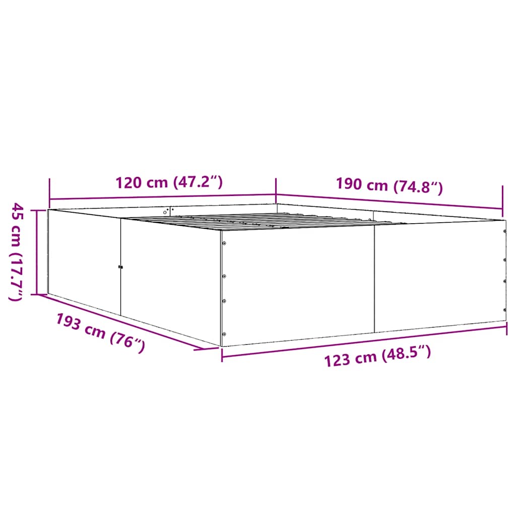 Bed Frame without Mattress Black 120x190 cm Small Double