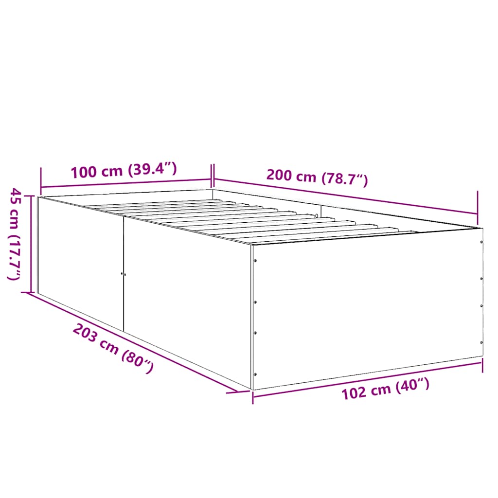 Bed Frame without Mattress White 100x200 cm