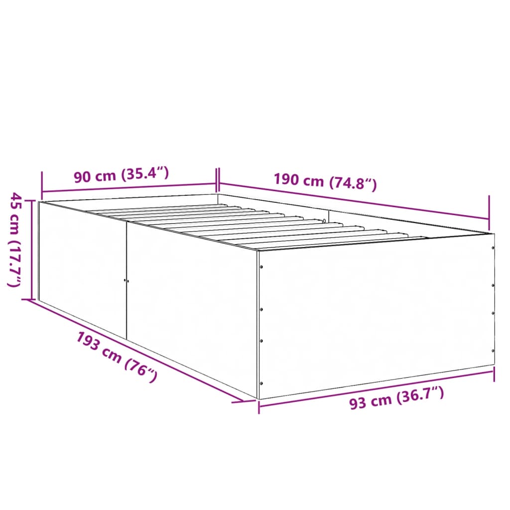 Bed Frame without Mattress White 90x190 cm Single