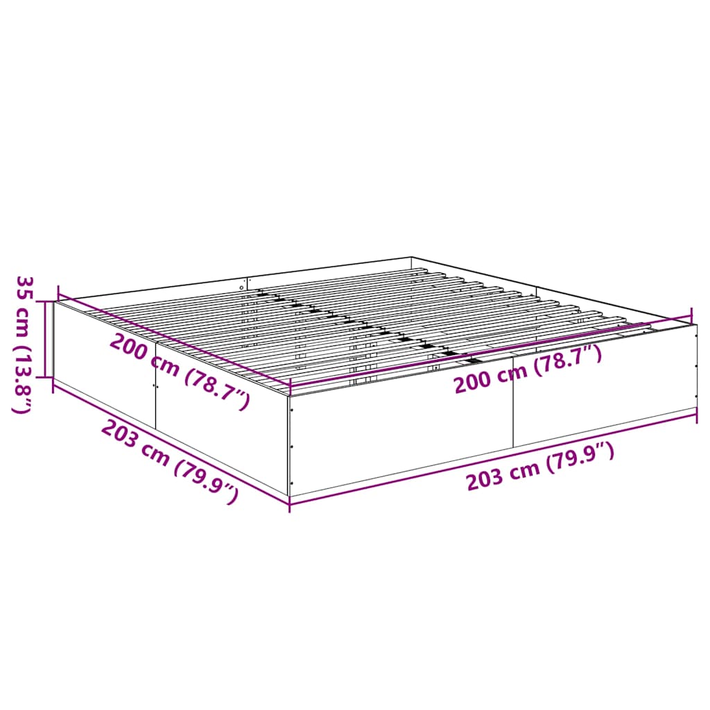 Bed Frame without Mattress Grey Sonoma 200x200 cm
