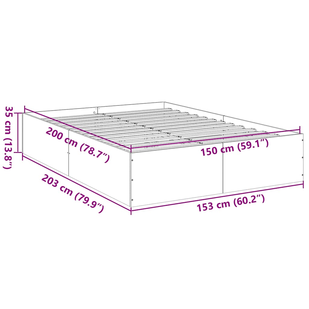 Bed Frame without Mattress Black 150x200 cm