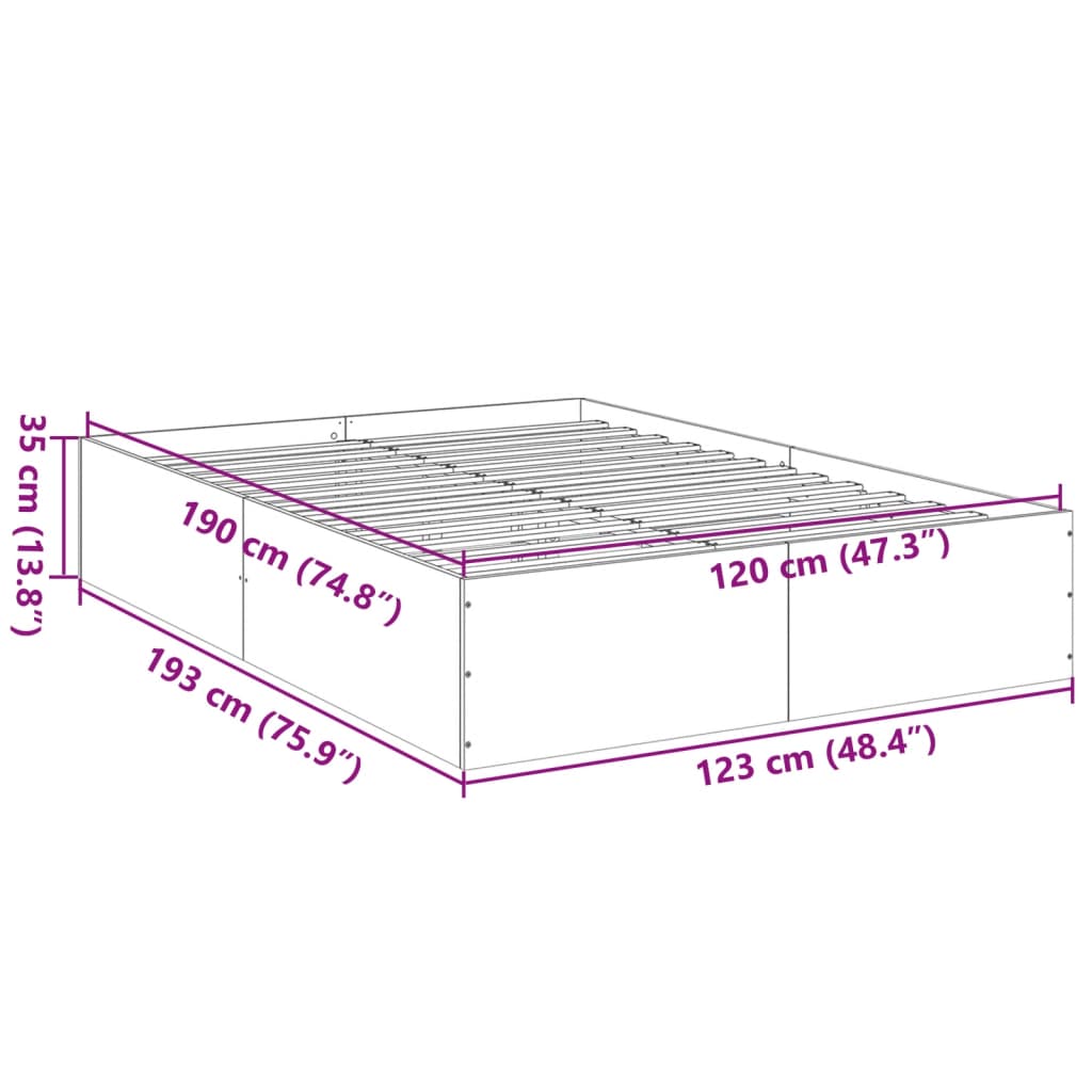 Bed Frame without Mattress Black 120x190 cm Small Double