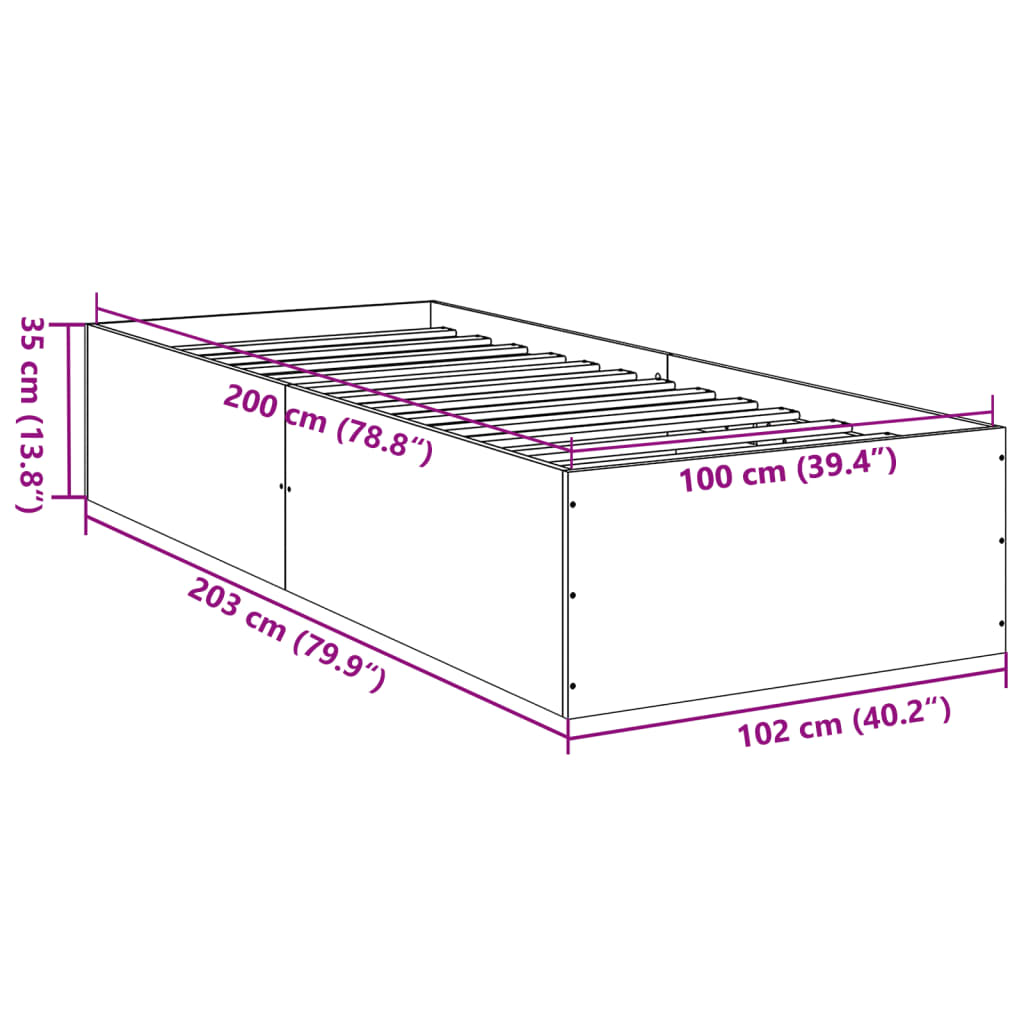 Bed Frame without Mattress Smoked Oak 100x200 cm