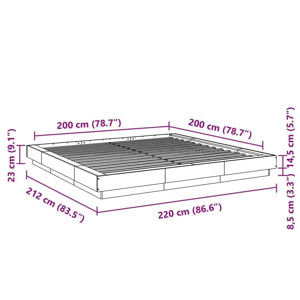 Bed Frame without Mattress White 200x200 cm