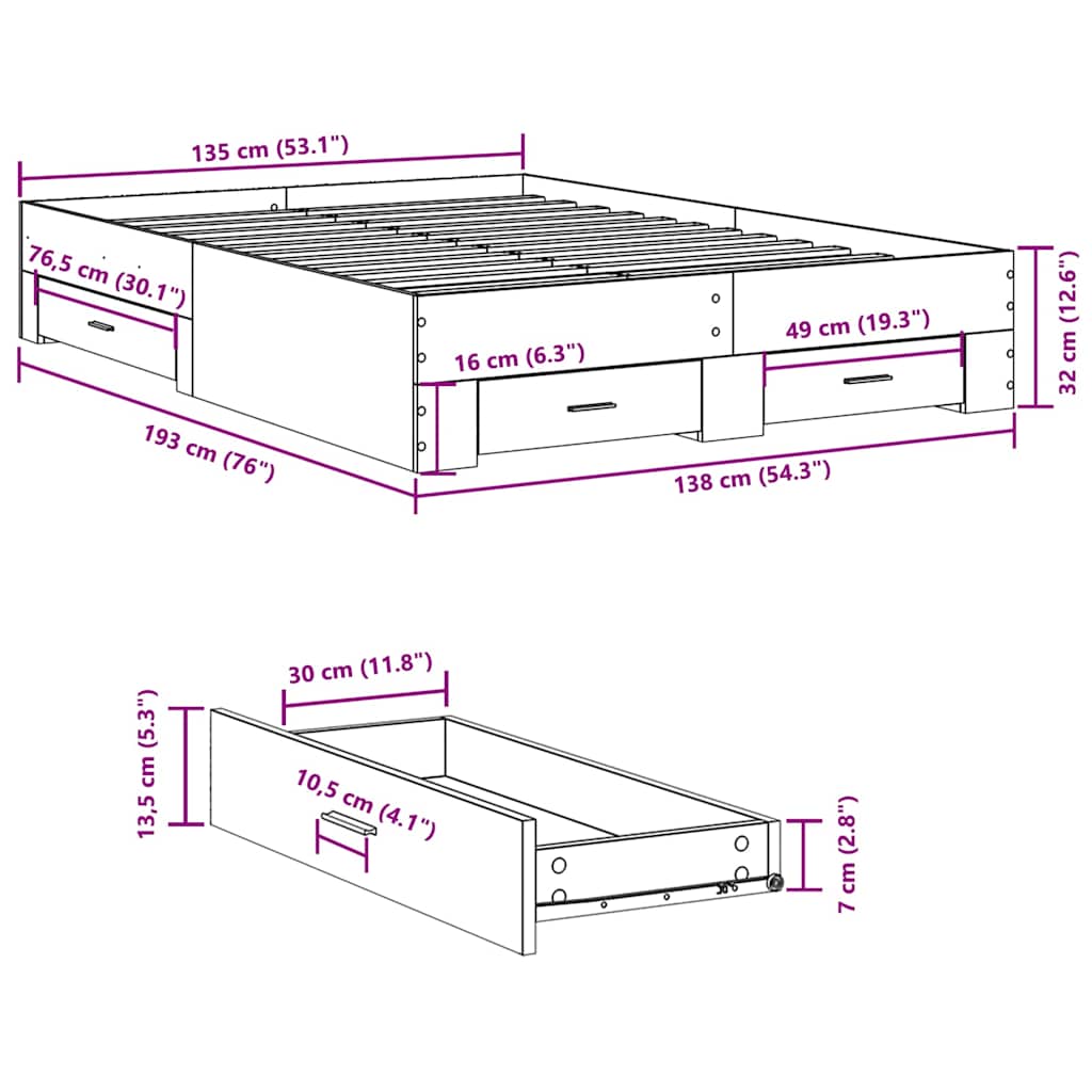 Bed Frame | Smoked Oak | Engineered Wood, Plywood | Double | Bed Frame