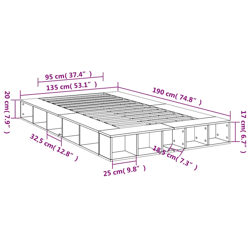 Bed Frame without Mattress White 135x190 cm Double
