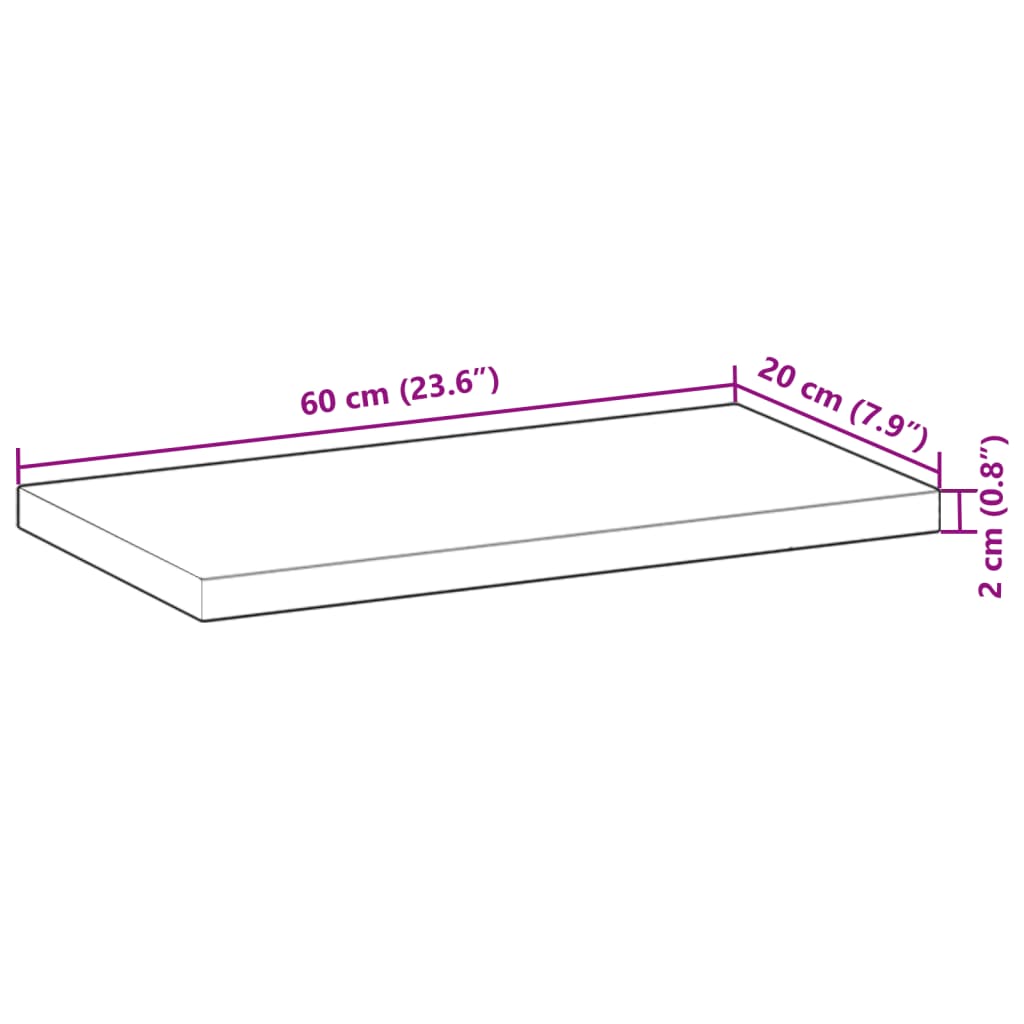 Floating Shelf 60x20x2 cm Untreated Solid Wood Acacia
