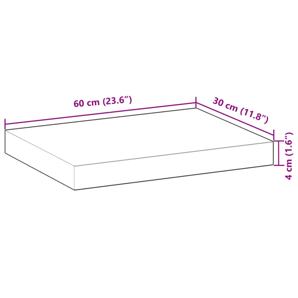 Floating Shelves 2 pcs 60x30x4 cm Untreated Solid Wood Acacia
