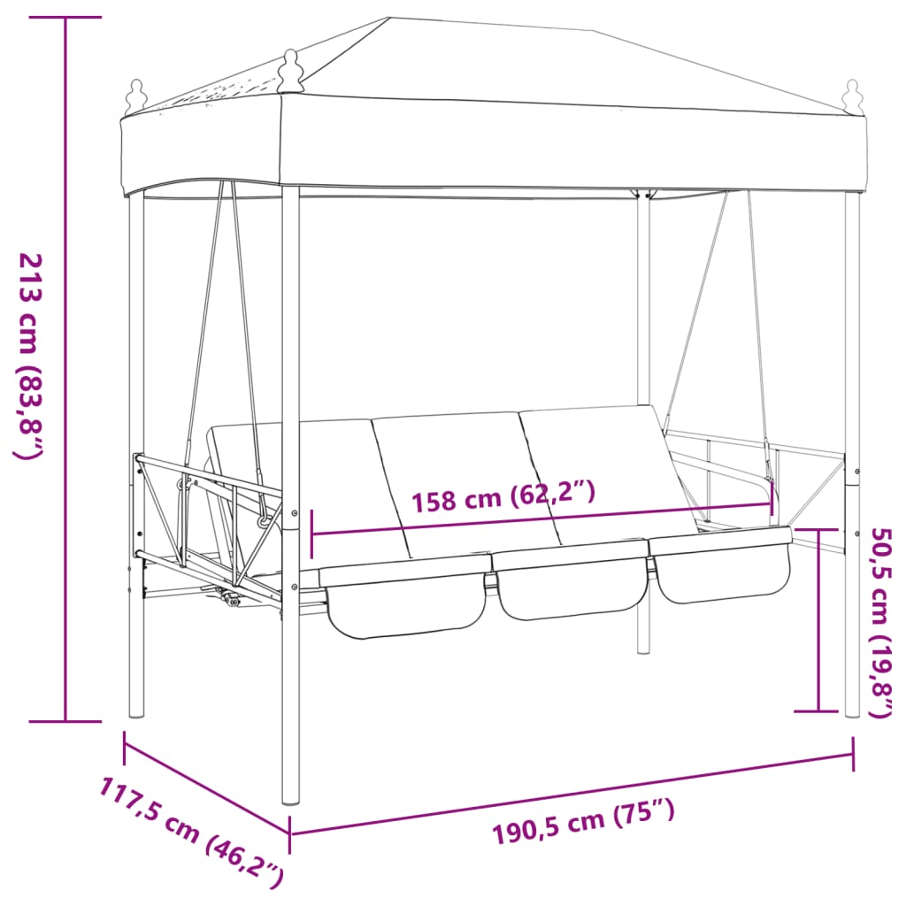 Patio Swing Bench with Canopy Sand Steel