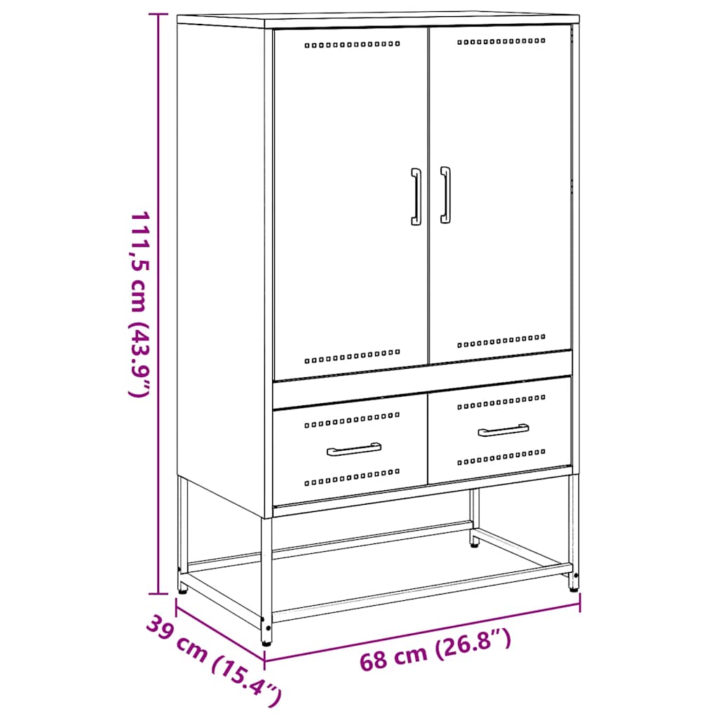 Highboard Anthracite 68x39x111.5 cm Steel