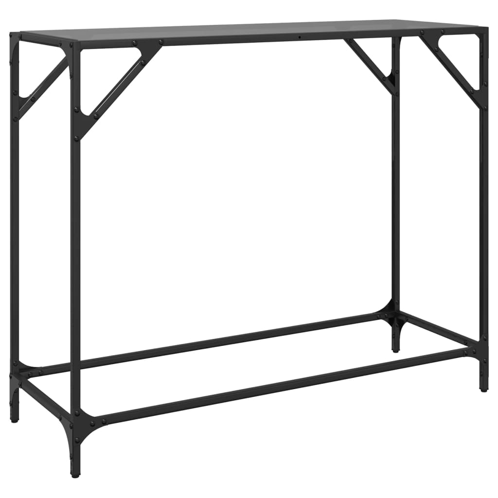 Console Table with Black Glass Top 98x35x81 cm Steel