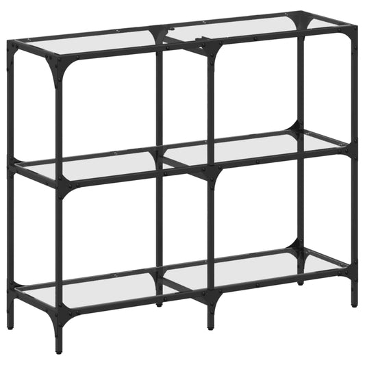 Console Table with Transparent Glass Top 98x30x81 cm Steel