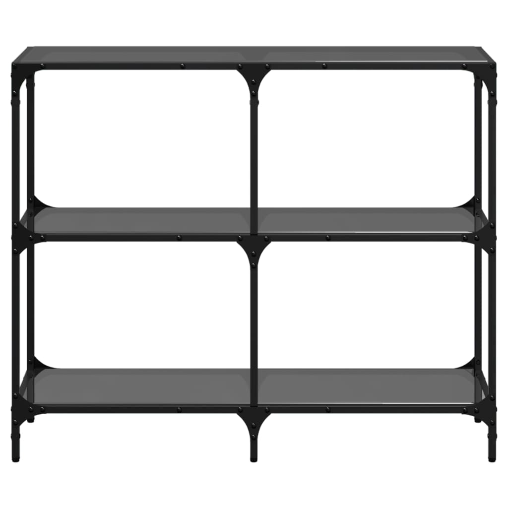 Console Table with Black Glass Top 98x30x81 cm Steel