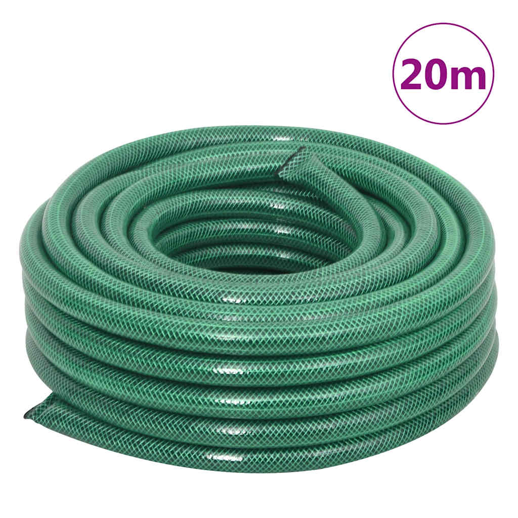 Free Standing Green Hose Reel with Hose Fitting Set 0.75" 20 m PVC