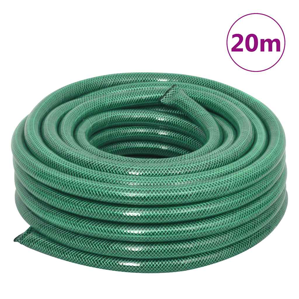 Free Standing Green Hose Reel with Hose Fitting Set 0.75" 20 m PVC
