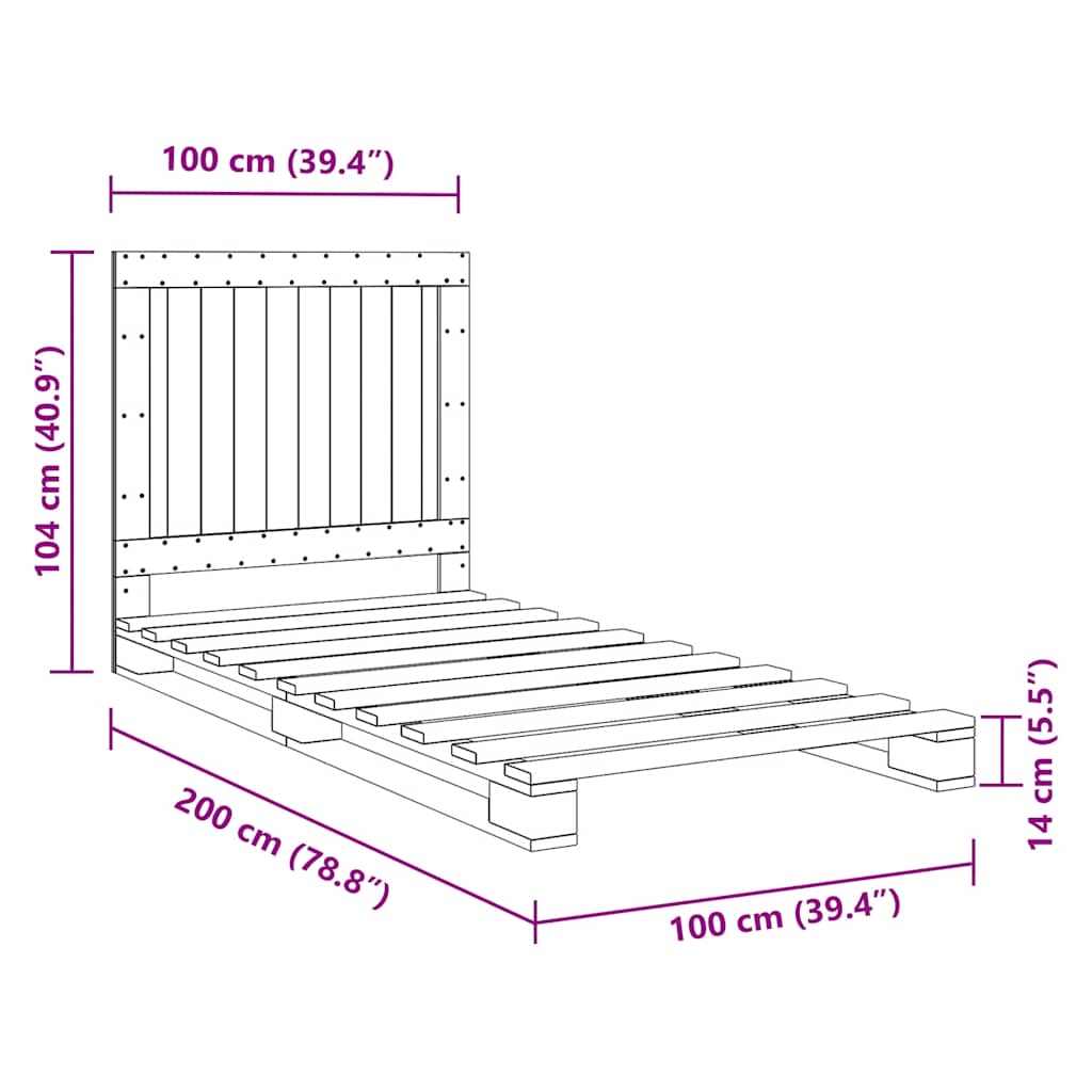 Bed Frame | Natural Pine | Solid Wood | Single | Durable | Rectangular