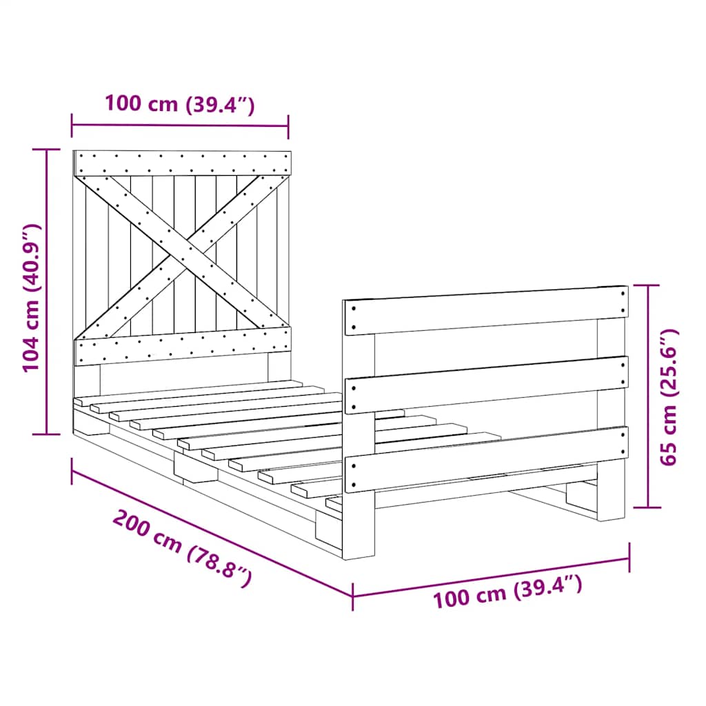 Bed Frame | natural pine | Solid pinewood | Single | Bed Frame