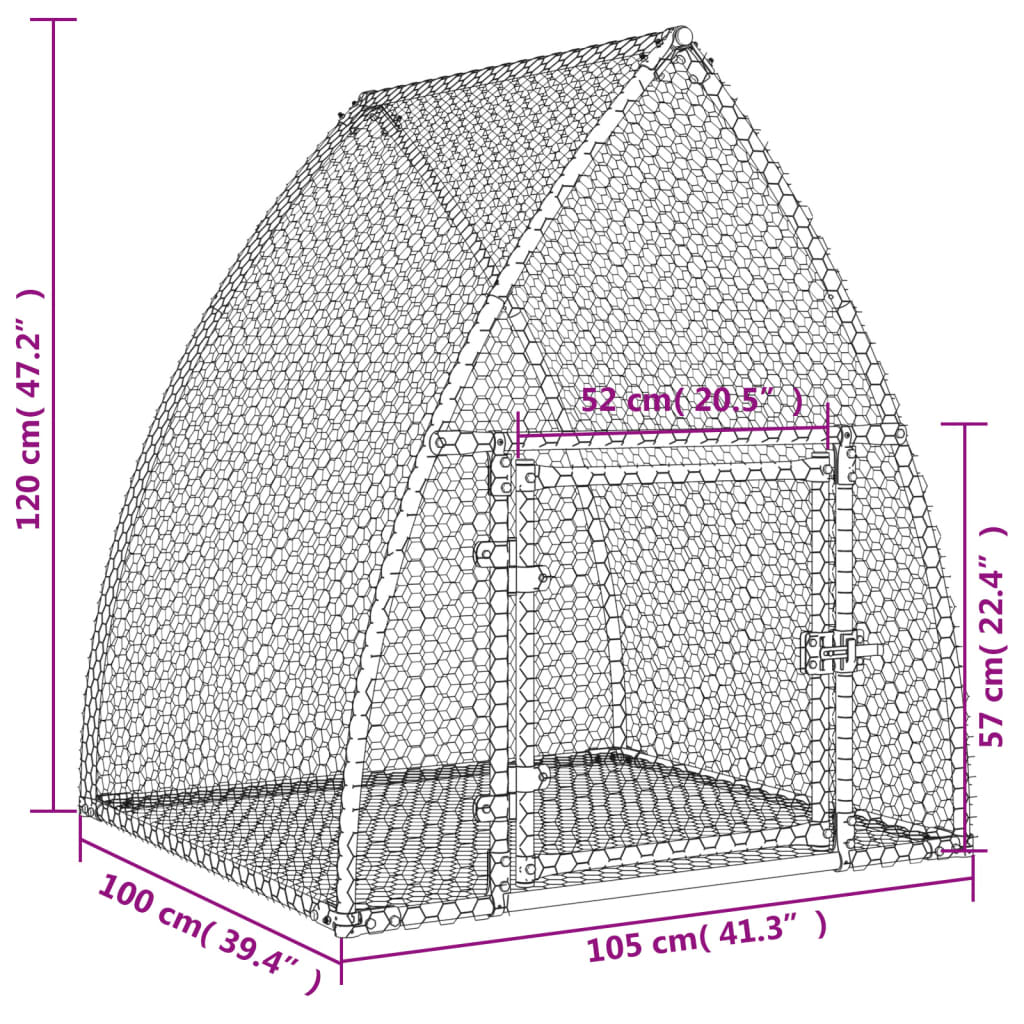 Rabbit Hutch Silver 105x100x120 cm Galvanised Steel