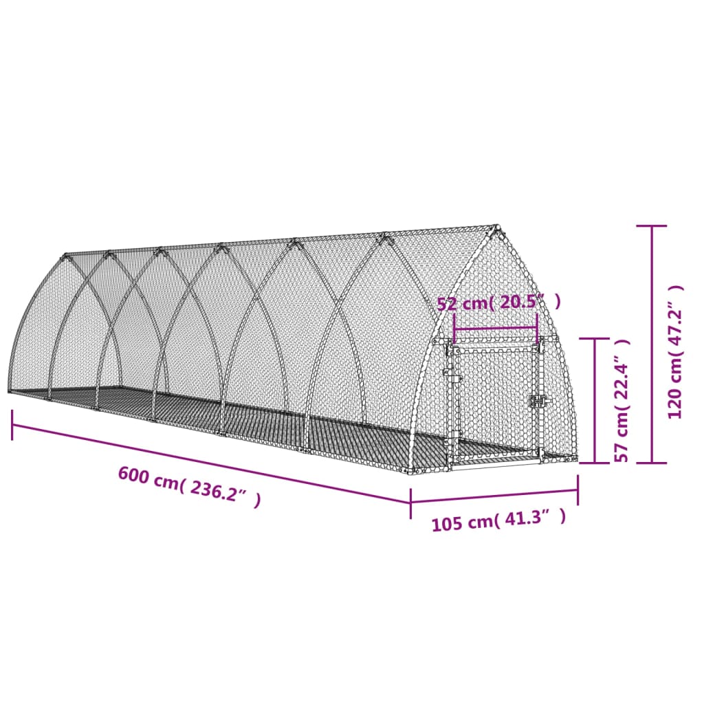 Rabbit Hutch Silver 105x600x120 cm Galvanised Steel