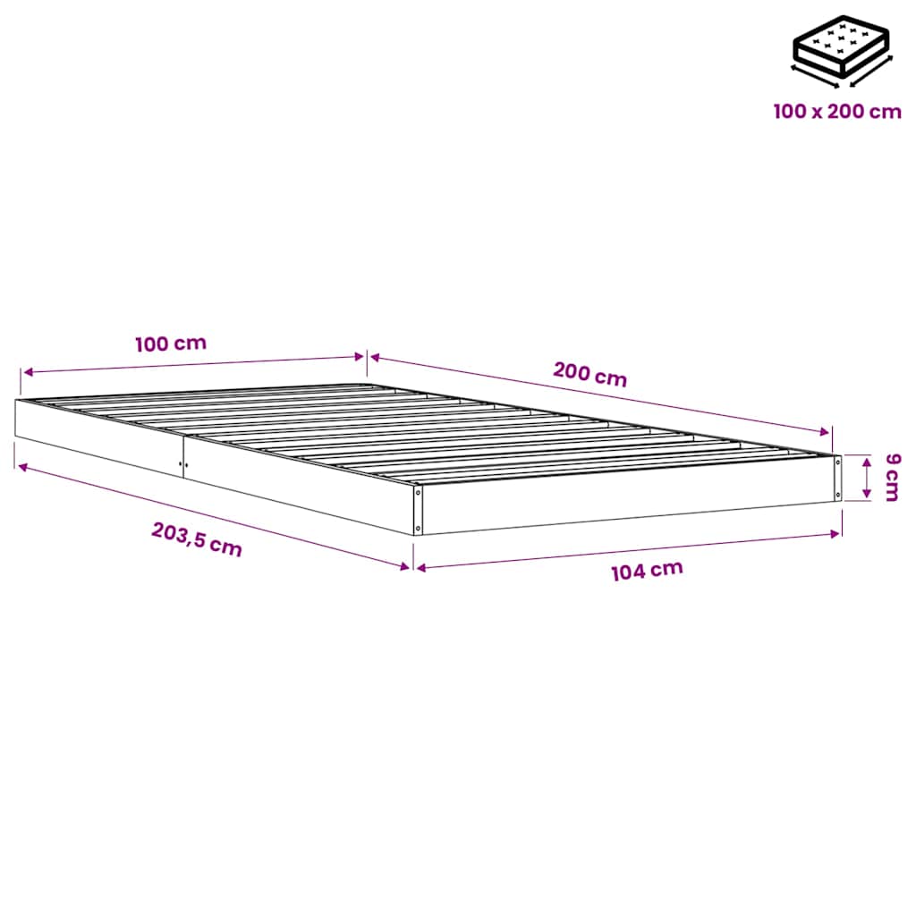 Bed Frame without Mattress Wax Brown 100x200 cm Solid Wood Pine