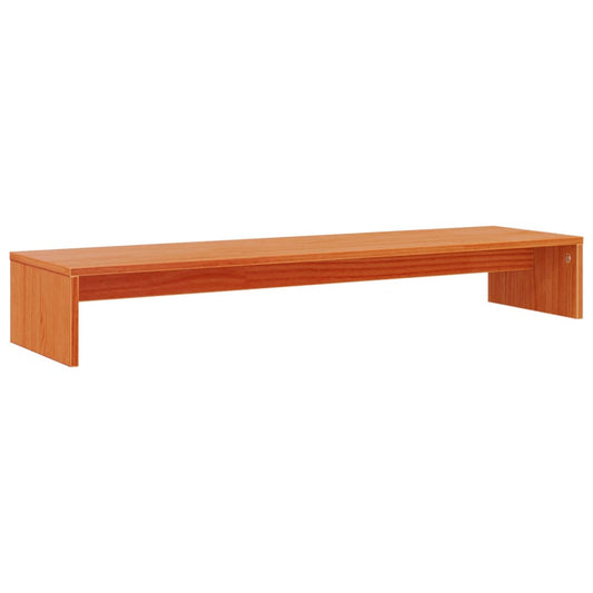 Monitor Stand Wax Brown 100x27x15 cm Solid Wood Pine