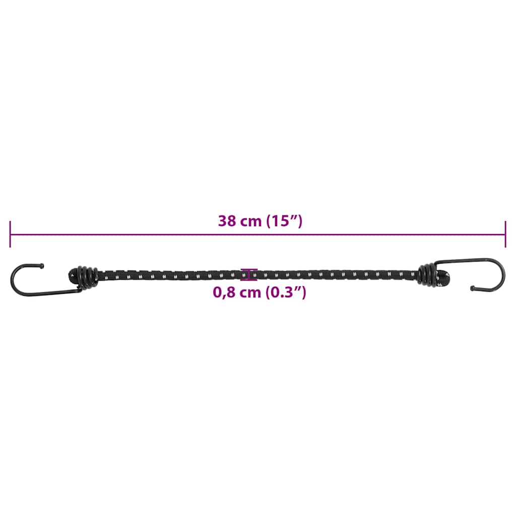 Bungee Cords with Reflective Strips and Hooks 25 pcs 38 cm