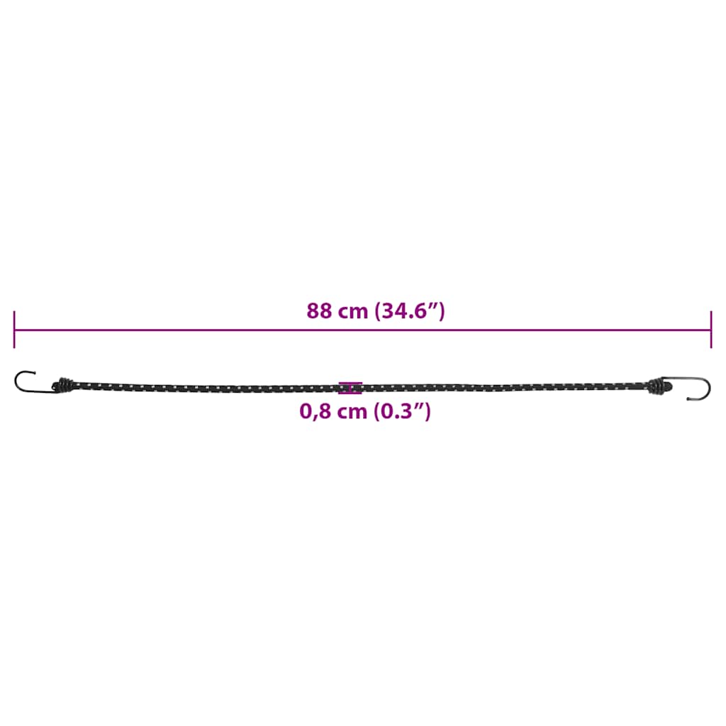 Bungee Cords with Reflective Strips and Hooks 50 pcs 88 cm