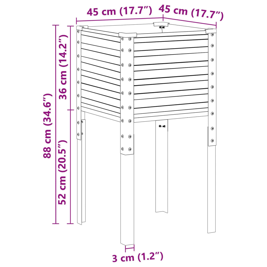 Garden Planter Brown 45x45x88 cm Steel