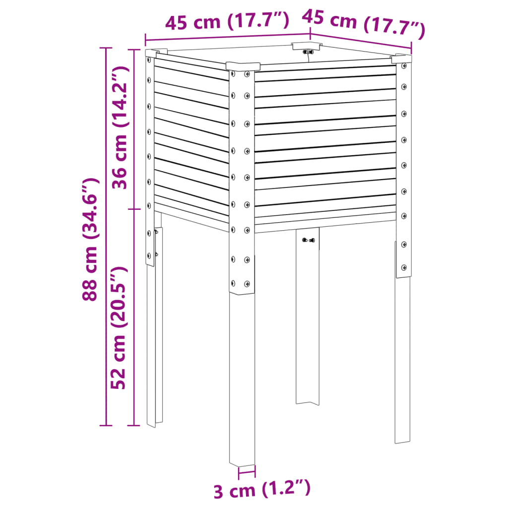 Garden Planter Rusty 45 x 45 x 88 cm Galvanised Steel