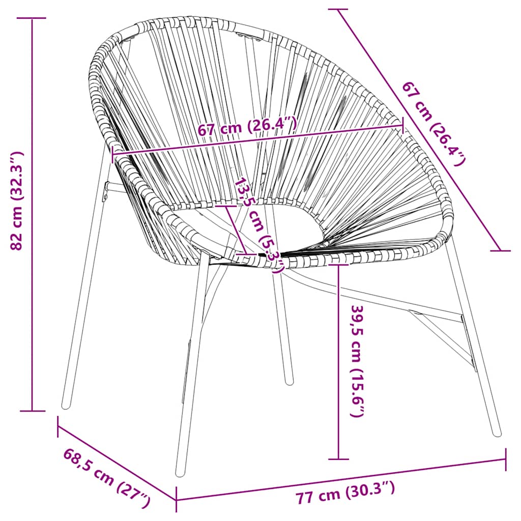 Garden Chair Set 3 pcs Black and White Poly Rattan
