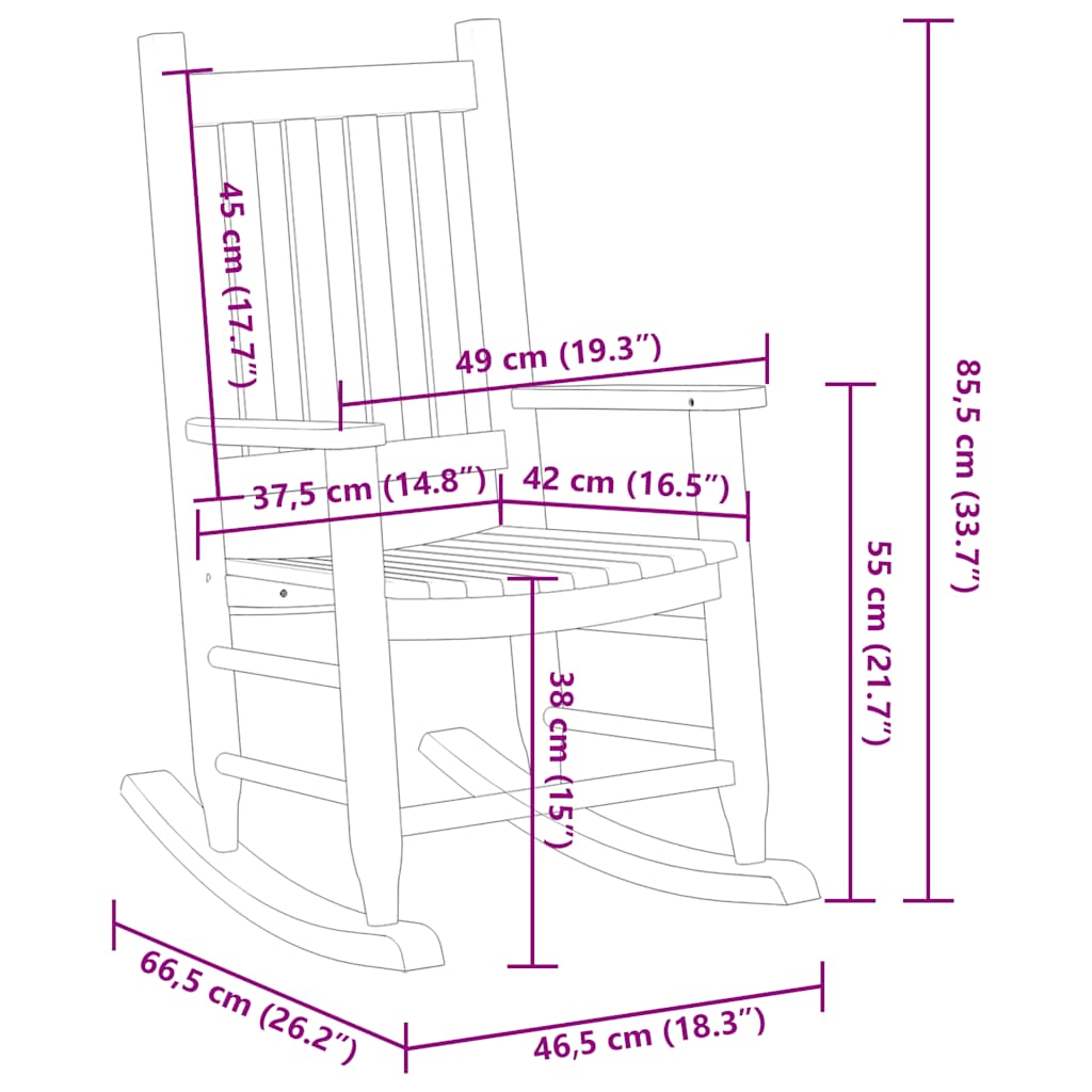 Rocking Chairs for Children 2 pcs Black Solid Wood Poplar