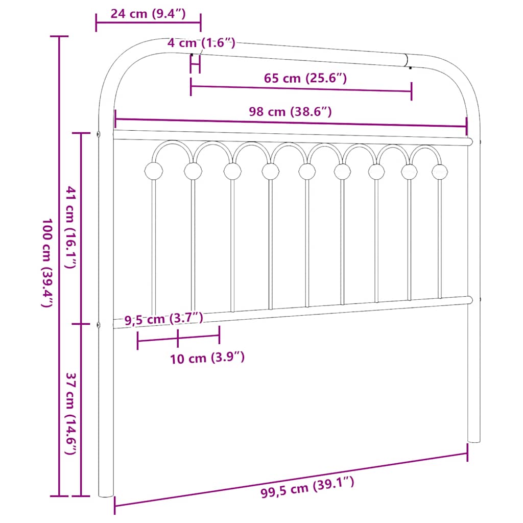 Metal Replace Headboard White 100 cm