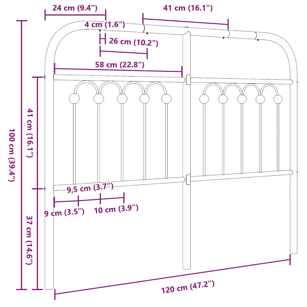 Metal Replace Headboard White 120 cm