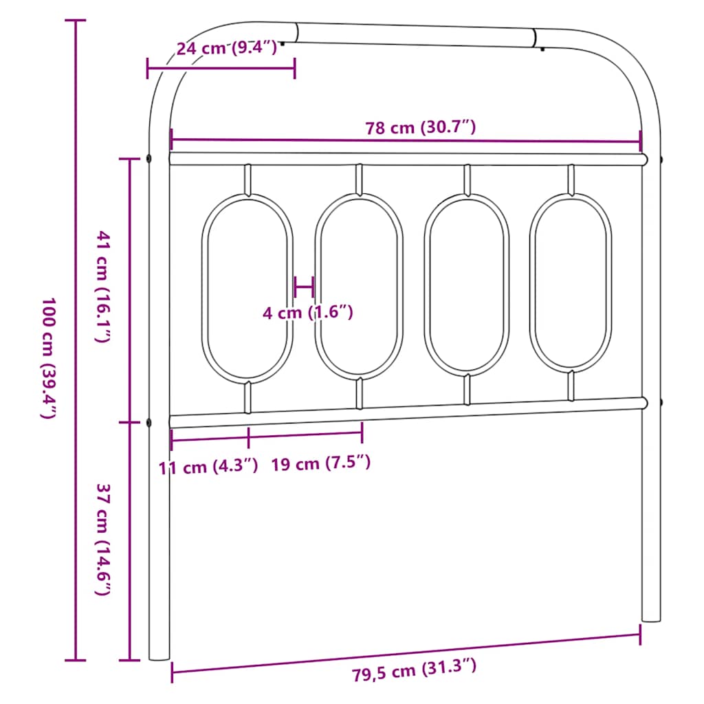 Metal Replace Headboard Black 80 cm