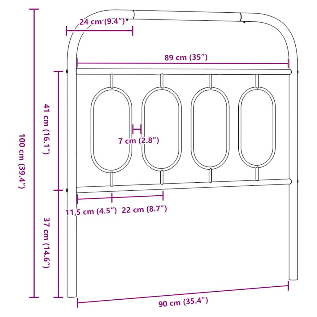 Metal Replace Headboard Black 90 cm