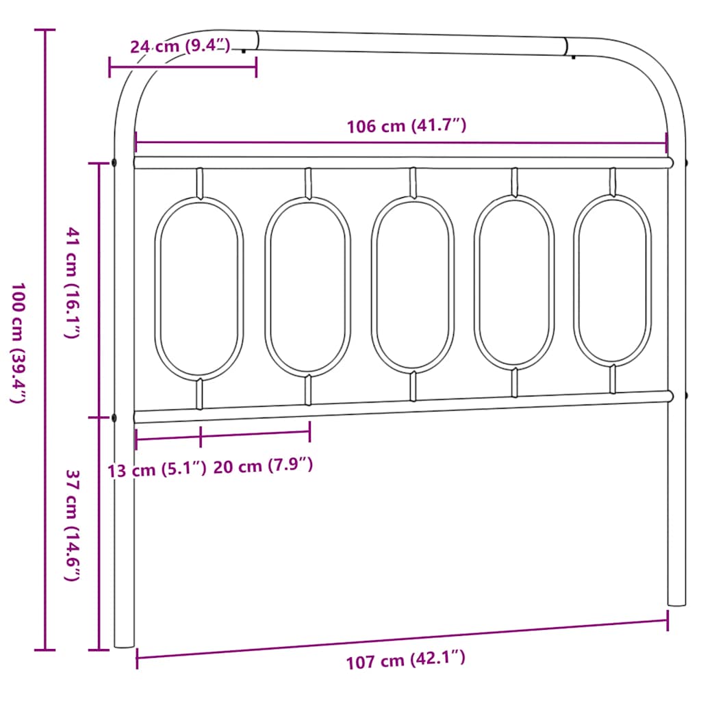Metal Replace Headboard Black 107 cm