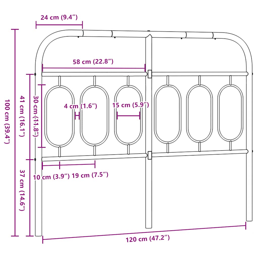 Metal Replace Headboard Black 120 cm
