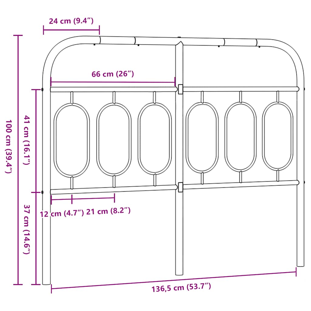 Metal Replace Headboard Black 137 cm