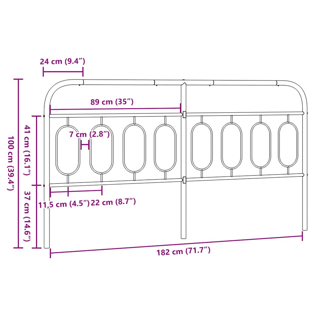 Metal Replace Headboard Black 183 cm