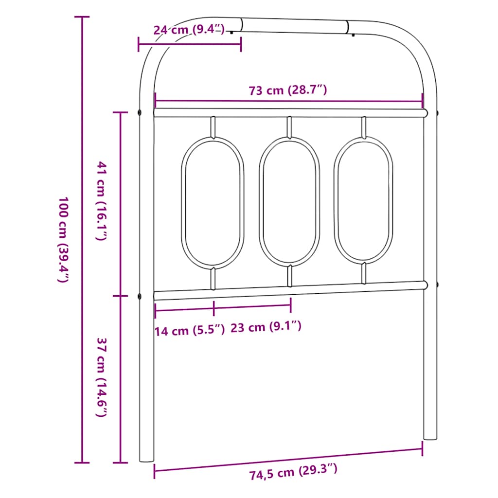 Metal Replace Headboard White 75 cm