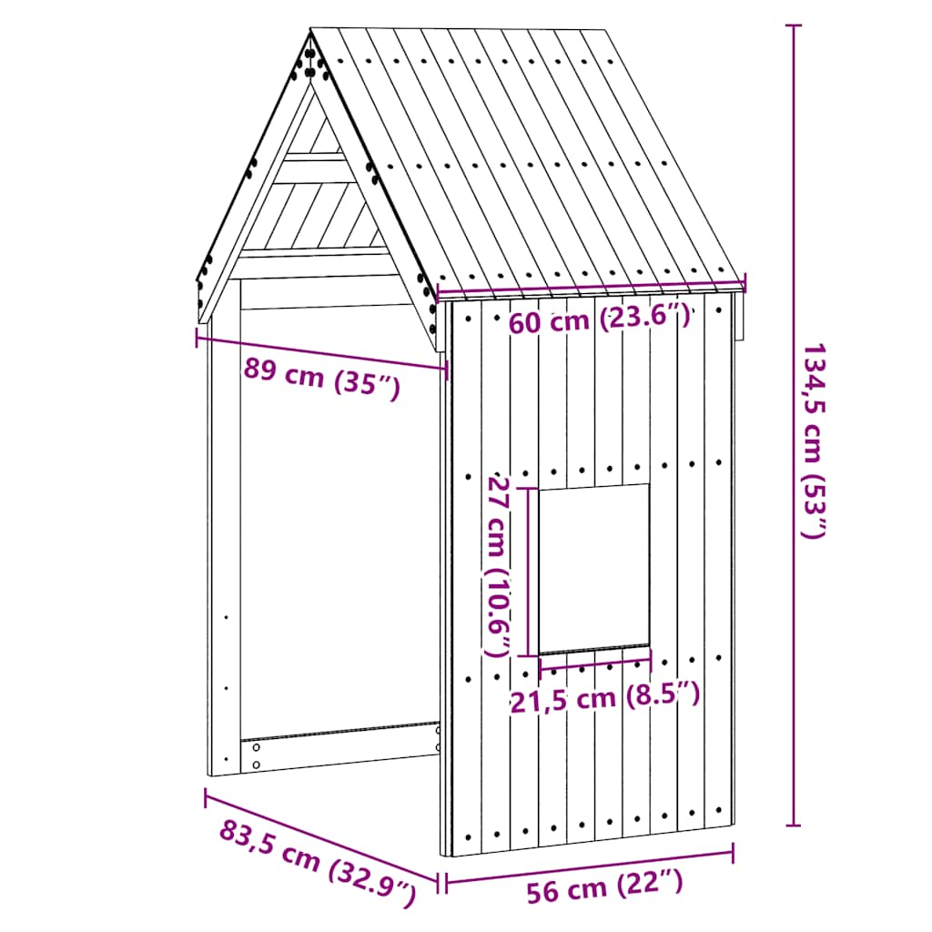 Kids' Bed Roof White 60x89x134.5 cm Solid Wood Pine