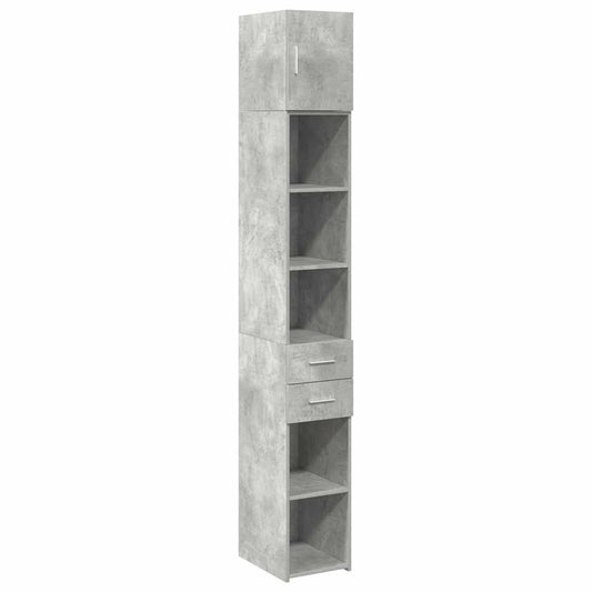Slim Storage Cabinet Concrete Grey 30x42.5x225 cm Engineered Wood